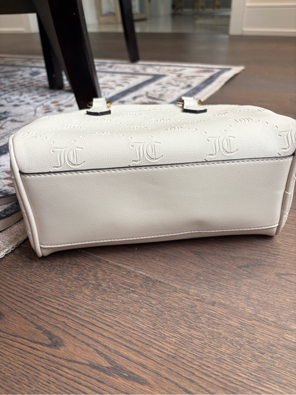 Juicy Couture Cream Monogram Dome Satchel with Gold Chain Accent - Picture 8 of 12
